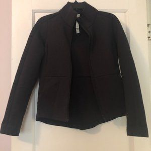 lululemon black full zip jacket mockneck hilo hem cotton